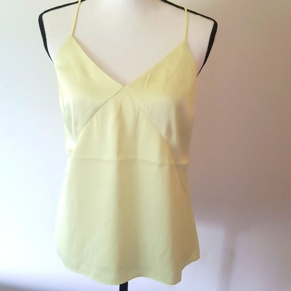 Express bright yellow satin adjustable strap top New criss cross  Small